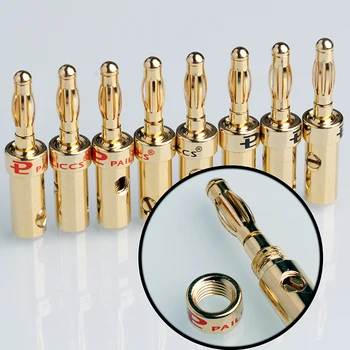 

8Pcs 4mm Banana Plugs Musical Speaker Gold Plated Connector Copper&Heat Shrink Tubing For Audio