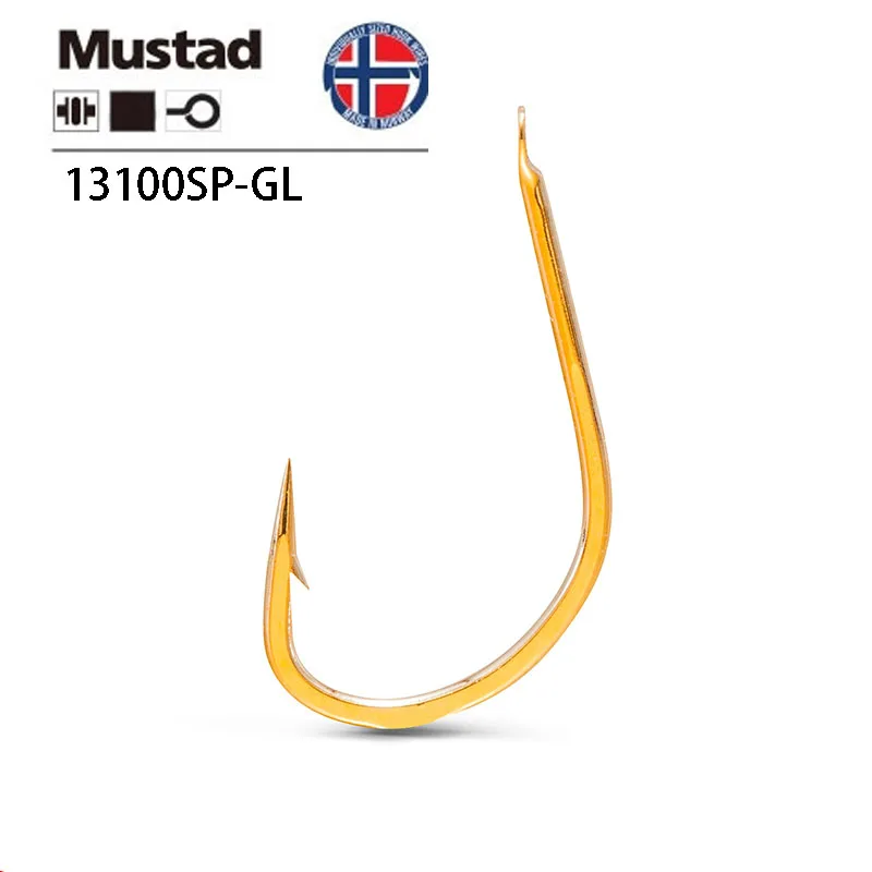 1 упаковка mustad Рыбалка Крючки 13100SP-GL Высокоуглеродистая сталь Золото колючий крючок Приманка телескопическая Мягкая приманка Держатель Рыболовные снасти Pesca