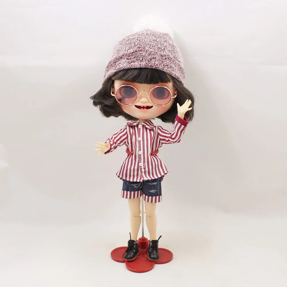 DBS Blyth icy 1/6 кукла одежда плюшевая шляпа полосатая рубашка джинсовые шорты