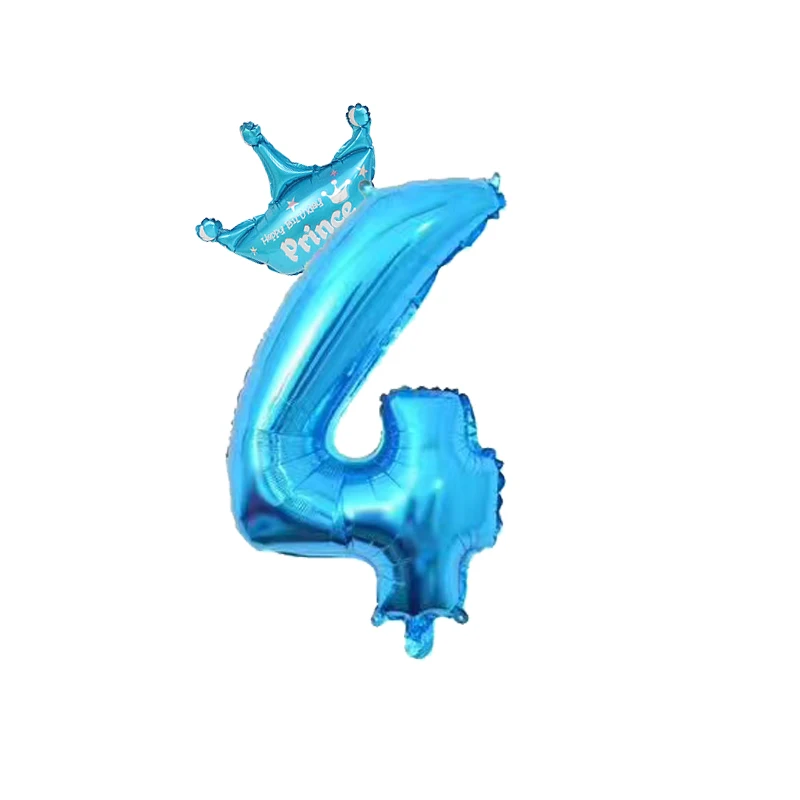 2 шт. 32 дюйма розовый и голубой номер цифры фольги Воздушные шары 1 2 3 4 5 6 7 8 9 лет ребенок Мальчики Девочки День рождения корона фольги воздушный шар Декор - Цвет: Blue Crown 4