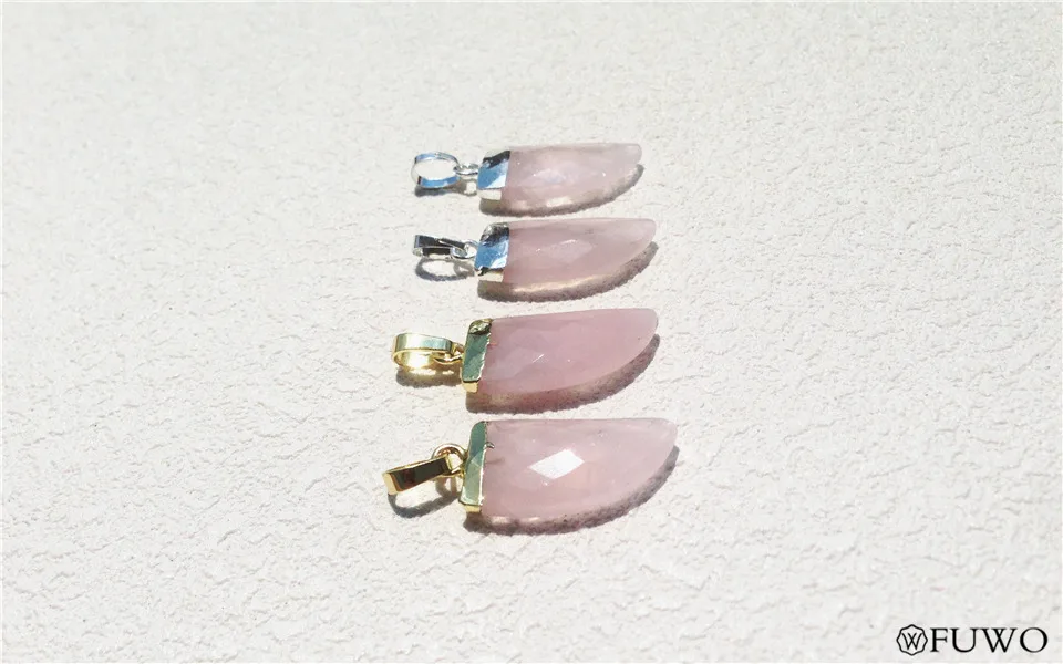 Horn Shape Natural Rose Quartz Pendant 8