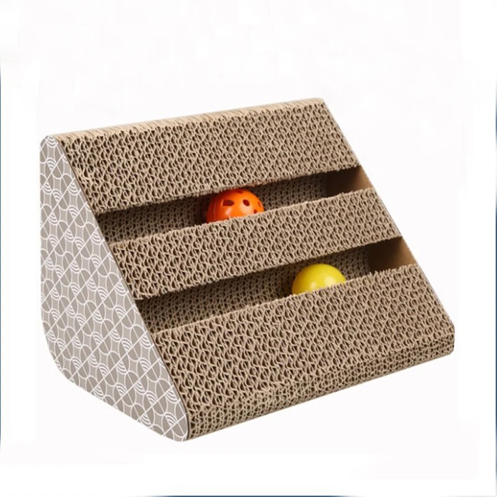 Pet Cat Toys Corrugated Paper Scratcher with Catnip Lounge Handmade Kitten Scratching Post Interactive Toy For Pet Cat Training