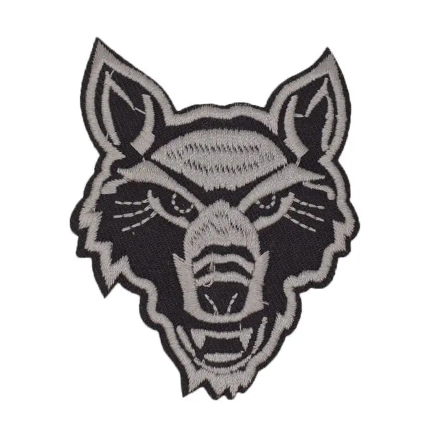 Buy 2 Pieces Embroidered Patches Grey Wolf Head