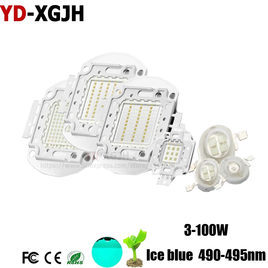 

10PCS High Power integrated Bulb DIY LED Matrix 3W 5W 10W 20W 30W 50W 100W for Ice blue 490-495Nm entertainment decoration etc