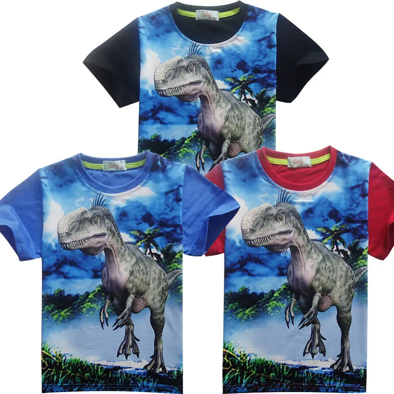 

2019Jurassic Park T-shirt Boys Clothes Jurassic World Short Sleeve Kids summer Dinosaur t shirt Clothes Baby Boys Clothing 4-12Y