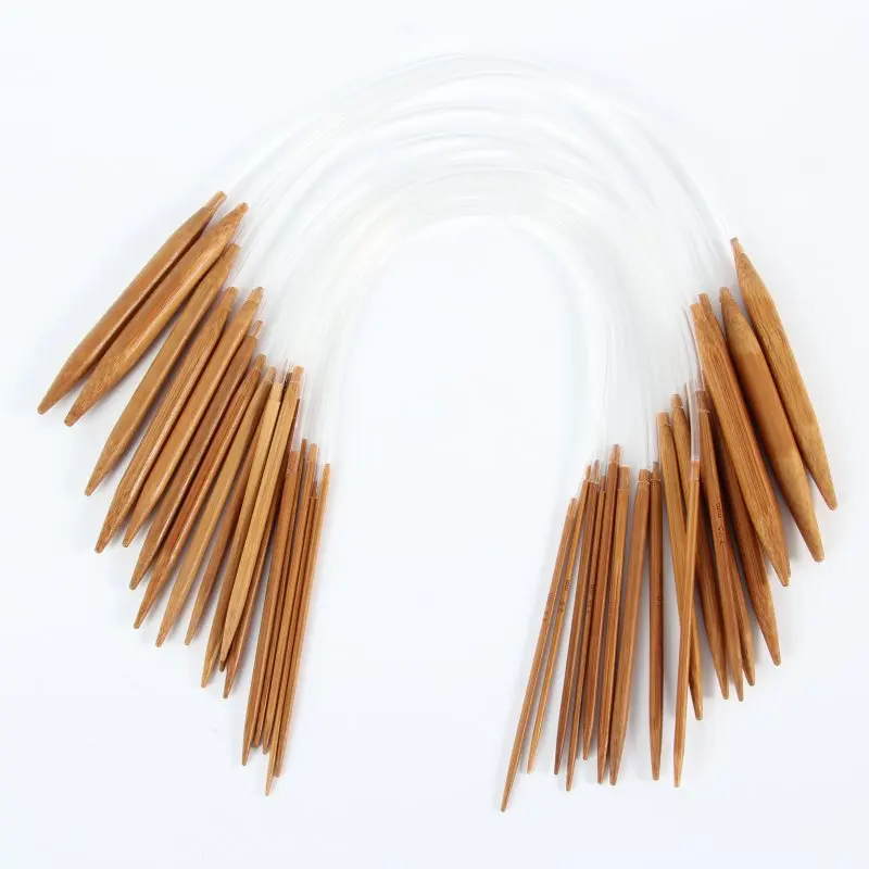 

New White 18Pcs/set Tube Carbonized Circular Bamboo Carbonized Knitting Needles Crafts Yarn Tool Sets