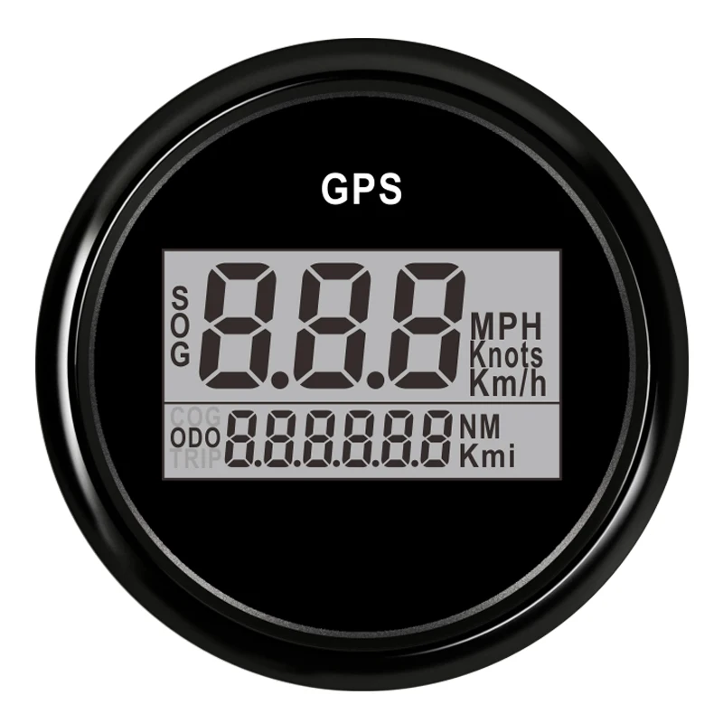 52 мм Лодка Автомобильный цифровой gps измеритель скорости 0~ 999 одометр MPH км/ч узлы Регулируемый измеритель скорости с gps датчиком - Цвет: Black Speedometer