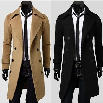 

5625 New Fashion M-XXXL Autumn &Winter Men Clothing Improved Thickening Blends Coat Wool Trench Coat Men's long Overcoat