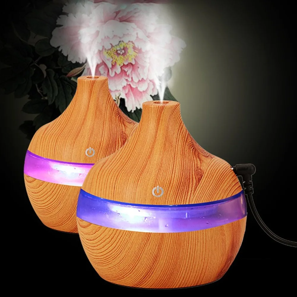 

Ultra Quiet Aromatherapy Essential Oil Diffuser 300ml Wood-grain Cool Mist Humidifier With Colorful LED Light 7Colors Changing
