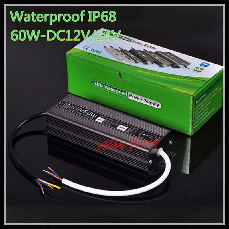 

Free Shipping DC12V 60W Waterproof IP67 Electronic LED Driver adapter outdoor use power supply led strip Lighting Transformer
