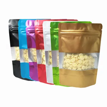

50Pcs 12x20cm Stand Up Matte Aluminum Foil Zip Lock Packing Pouch Mylar Plastic Food Dry Flower Storage Retail Bag with Window