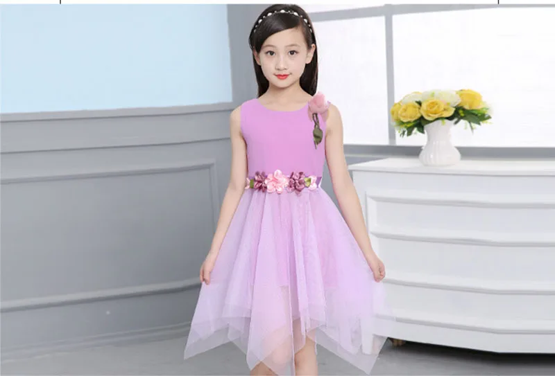 Коллекция года, летние детские платья для девочек, шифоновое Качественное кружевное платье принцессы детская вечерняя одежда платье для девочек возрастом 4, 6, 8, 10, 12 лет
