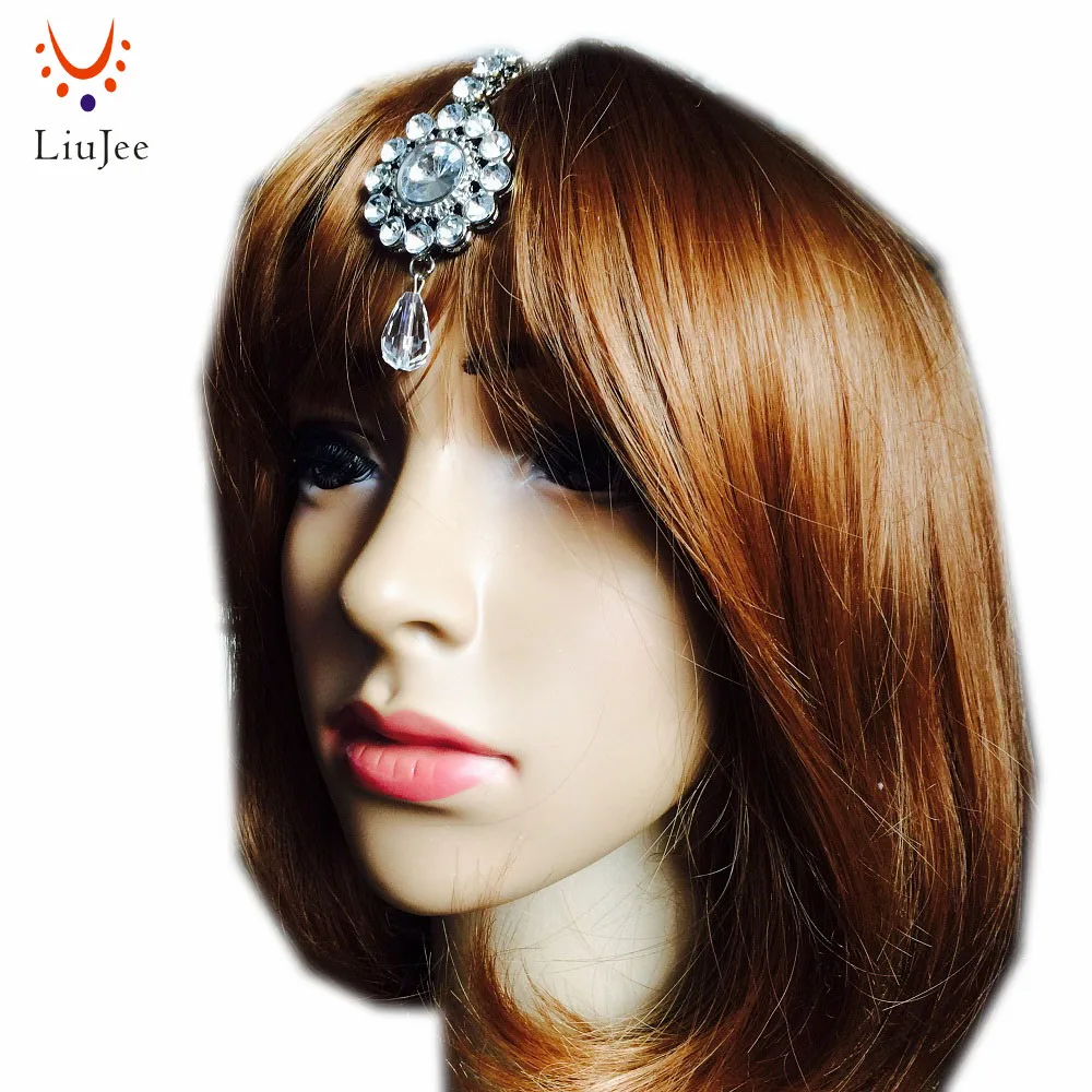 

Hair Bindi Tikka Forehead Chain Head Side Piece Hijab Jhumar Indian HeadPiece KD014