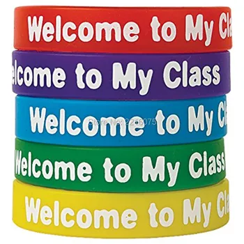 

500pcs Welcome to My Class wristband silicone bracelets free shipping by DHL express