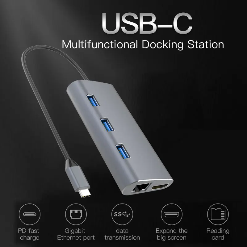 Usb-хаб USB-C к HDMI RJ45 PD TF/SD кард-ридер адаптер для MacBook samsung Galaxy S9/S8 huawei P20 Pro type-C USB 3,0 концентратор