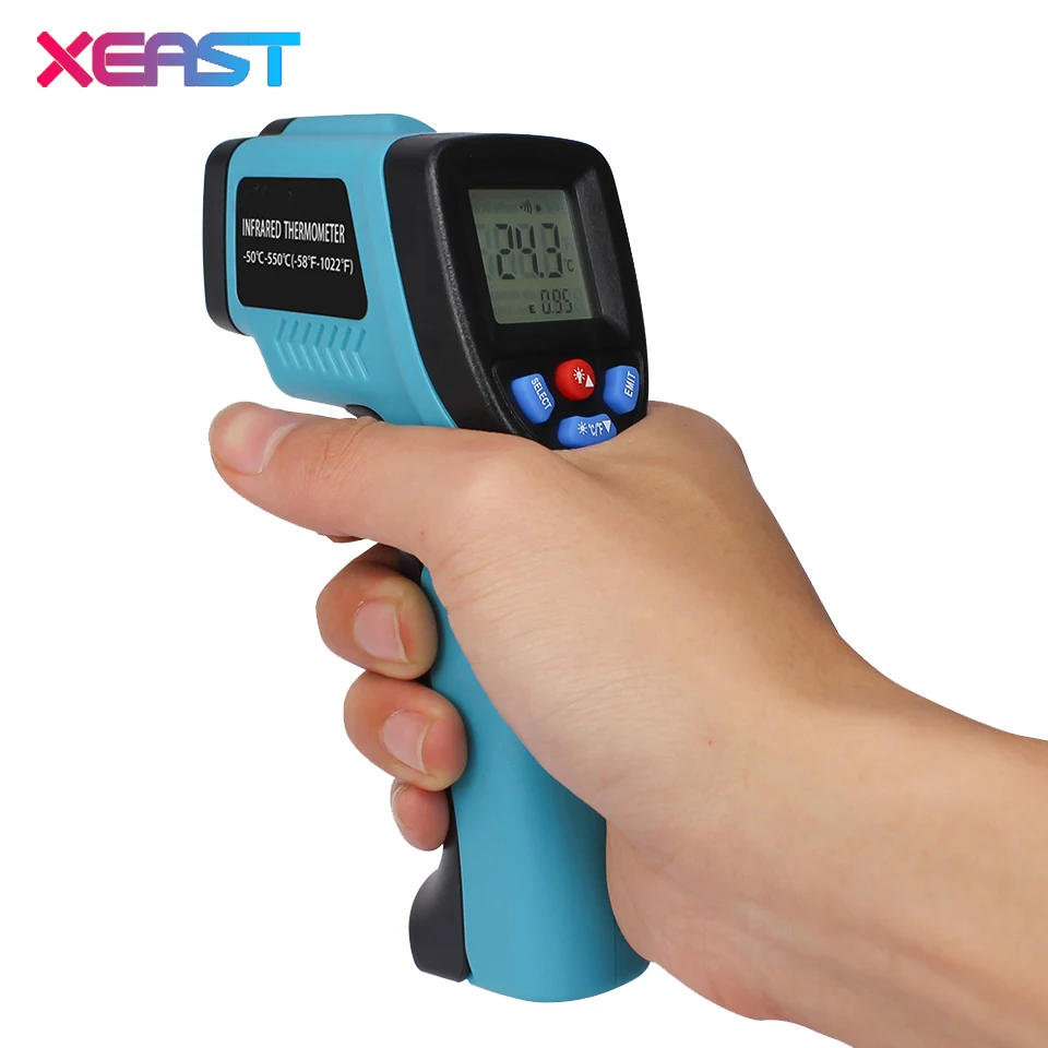 

XEAST GM550 Non-Contact Laser LCD Display IR Infrared Digital C/F Selection Surface Temperature Thermometer Pyrometer Imager