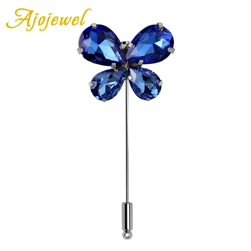 

Ajojewel Yellow/Dark Blue/Champagne Crystal Butterfly Brooch Pins For Female Quality Animal Jewelry Party Gift For Women Girls