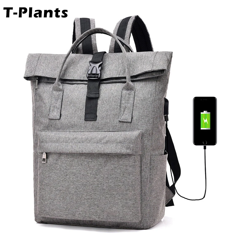 

T-Plants External USB Charge Backpacks for Men Laptop Backpack for 15 inch Fashion Mochila School bags Travel Backpack brands