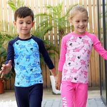 Девочки; Дети купальник Детский купальник раздельный с рисунком дельфина купальники детское бикини для мальчиков костюм из двух предметов UPF50+ УФ-защитой