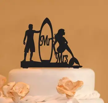 

personalized Pirate and Mermaid Mr and Mrs wedding Cake Toppers bride groom engagement bridal shower party decorations