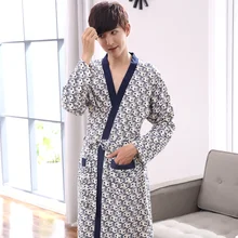 Длинный рукав, v-образный вырез, кардиган, Свободные повседневные мужские халаты, хлопок, банный халат, большой размер, L-XXXXL, Мужская одежда для сна