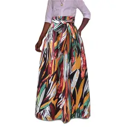 Лидер продаж пикантные Для женщин долго африканского юбка макси традиционных печатных Африка Стиль ткань леди Свободные юбка Женский Плюс