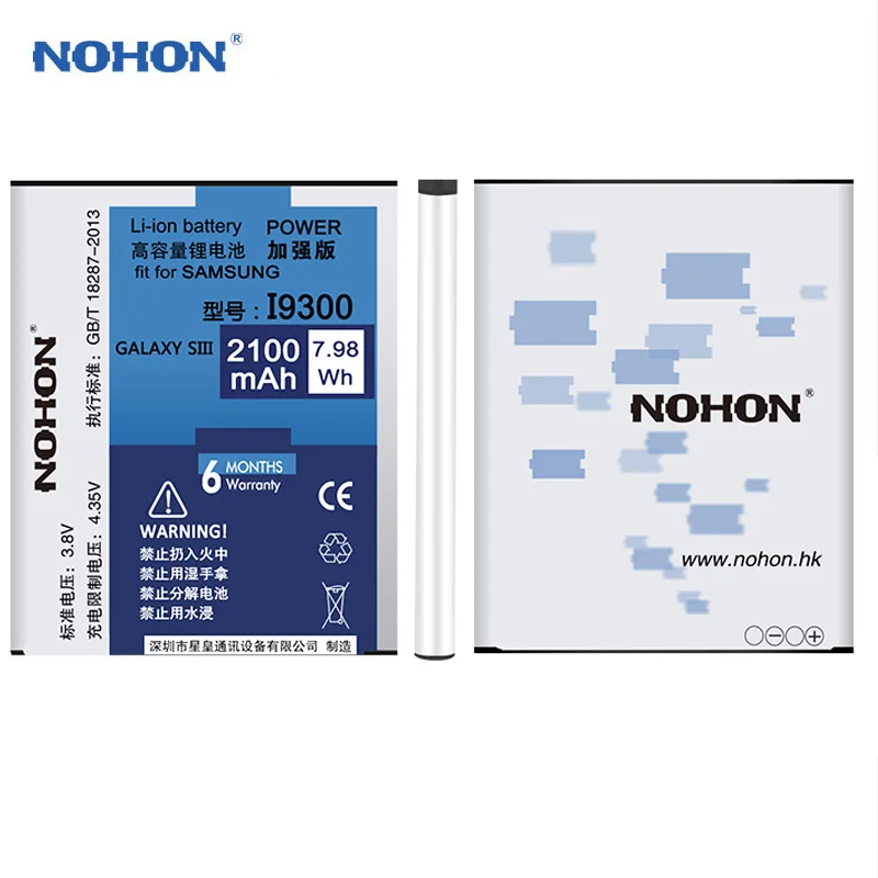Оригинальный nohon Аккумулятор для samsung Galaxy S3 S4 NFC S5 S6 S7 i9300 i9500 G900 SM G920 G9300 по