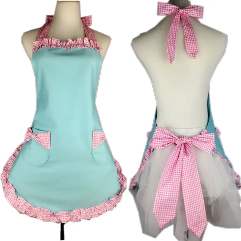 2020 New Retro Aprons for Women Vintage Aprons Cooking Kitchen Aprons Plus Size with Extra Ties Chef Bib Apron Dress Gift