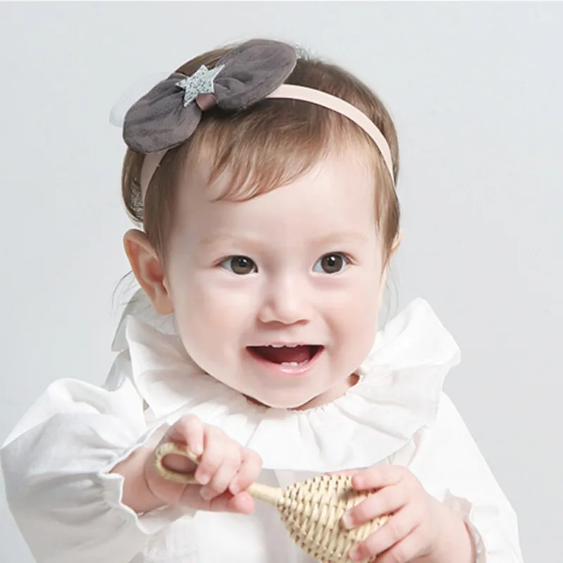 

Butterfly Knot Baby Girls Hair Headband Infant Bow Headgear Band Sequins Five-pointed Star Pattern Hair Accessories Cute
