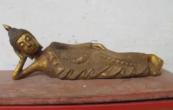 

Tibet Classical Bronze Thailand rest sleep Sakyamuni Reclining Buddha Statue