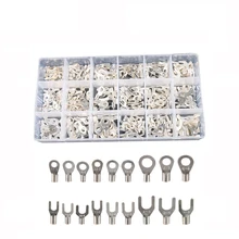 420Pcs/Box 18 type Cold naked terminal Kit Non-Insulated Ring Fork U-type Terminals Assortment Cable Wire Connector Crimp Spade 420pcs box 18 type cold naked terminal kit non insulated ring fork u type terminals assortment cable wire connector crimp spade