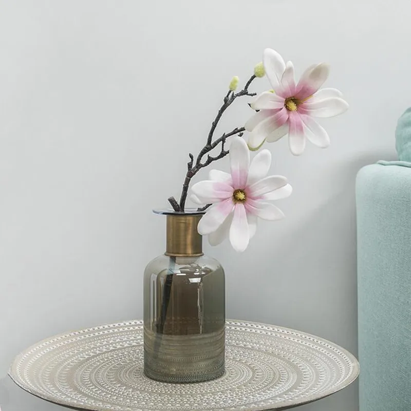 Flone 2 Heads Artificial European Magnolia Simulation Mini Small Orchid Flower Silk Flower Wedding Home Party Decor Floral (12)