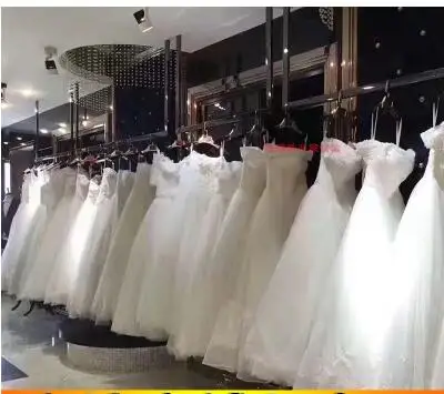 Vintage clothing store double row island floor clothes rack. Display rack. Men's and women's clothing store iron art shelf.75