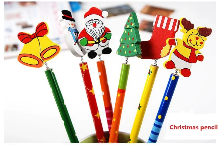48 шт./лот мультяшный деревянный HB Рождественский подарок детский приз|pencil christmas|hb