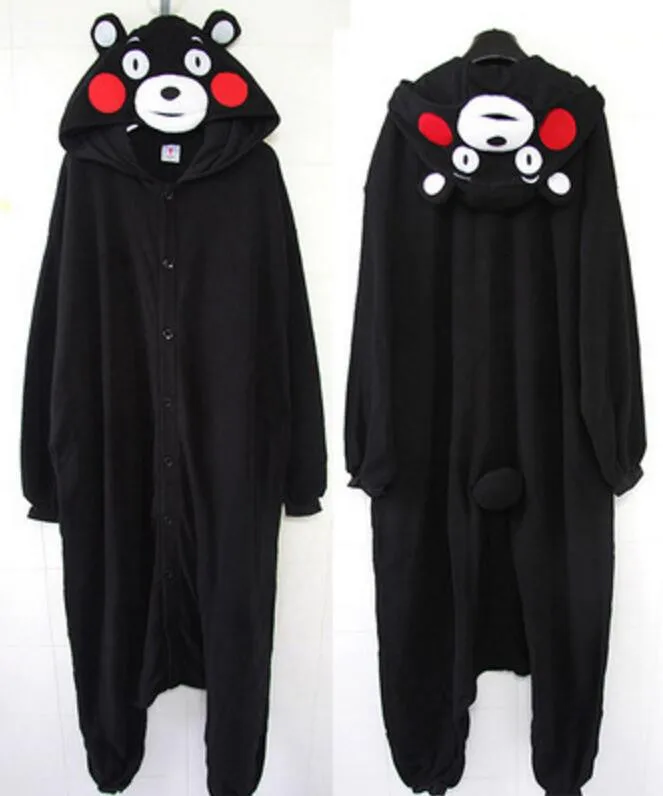 Взрослых Черный Медведь Kumamon Onesie Косплэй костюм пижамы для Для женщин Для мужчин