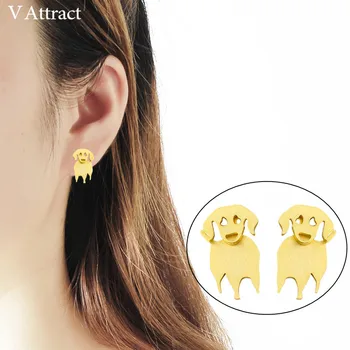 

10pair/lot Simple Cute Small Dog Stud Earrings Korean Fashion Design Stainless Steel Animal Jewelry Oorbellen Women Girl Gift