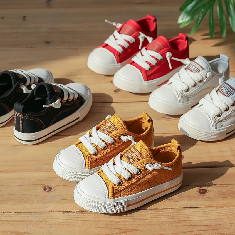 

Children's Autumn New Solid Color Casual Boys and Girls Children Non-slip Wear Elastic Band Canvas Shoes