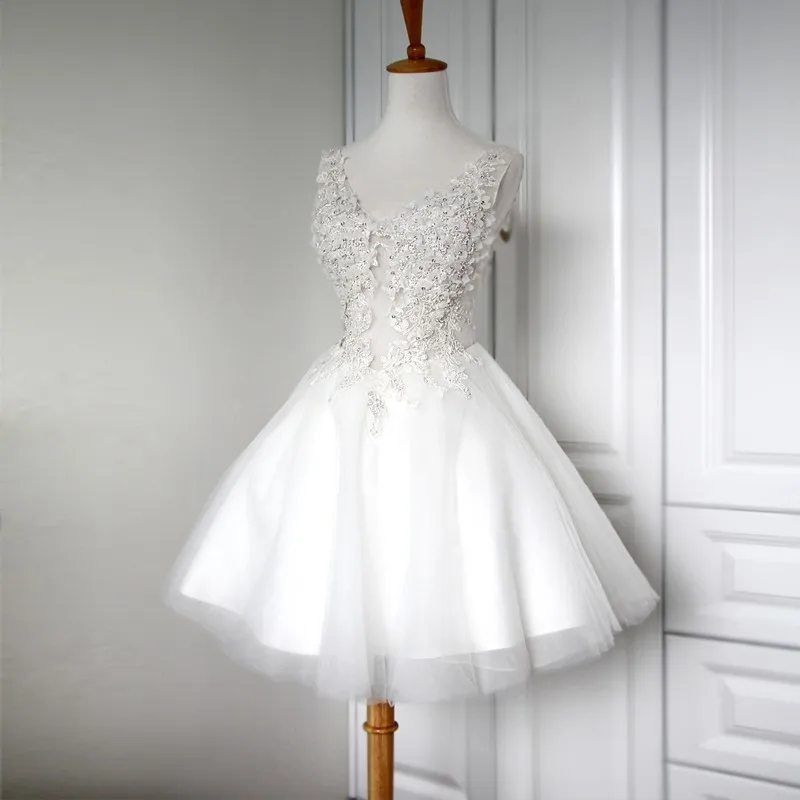 Новое Белое/цвета слоновой кости Короткое свадебное платье невесты сексуальное кружевное свадебное платье Vestido De Noiva настоящий образец