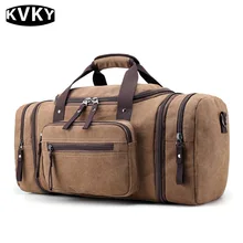KVKY גברים תיקי נסיעות מטען יד קיבולת גדולה שקיות גדול דובון נסיעות תיק רב תכליתי בד תיקי עסקים