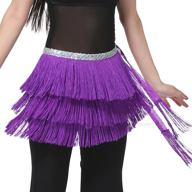 

12pcs/lot Belly Dancing Hip Scarf with three tiers Tessal Ladies Performance Wrap Belt t112