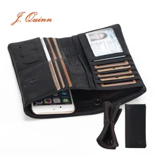 J.Quinn Super Soft Billfold Long Wallets Men Casual Genuine Leather Luxury Dollar Money Clip Portfolio Man Purse Logo Famous Hot 2018 new dc comics superman series logo wallets purse multicolor 12cm leather hot w192