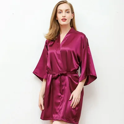 

Daeyard Silk Satin Robe For Women Sexy Solid Short Kimono Boudoir Robe Bride Bridesmaid Dressing Gown Bathrobe Nightie Homewear