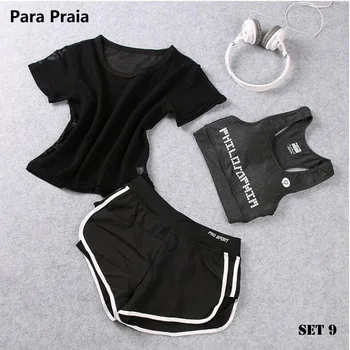 High Waist Three Piece Yoga Set 2 High Waist Three Piece Yoga Set Sportswear for Women Sports Bra Fitness Clothing Women Sports