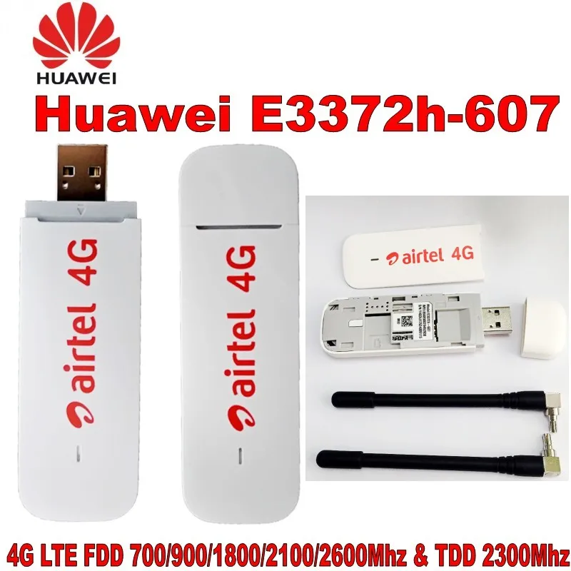 Лот из 10 шт. разблокированный Новое поступление huawei E3372 E3372h-607 с антенной USB 4G LTE 150 Мбит/с USB модем