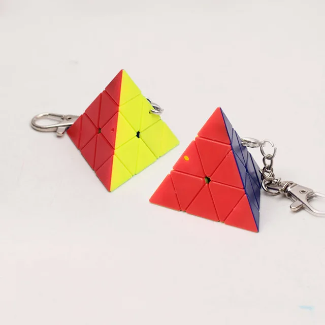 Мини-брелок магический куб головоломка игрушка 2x2x2 3x3x3 трехгранный цилиндр Пирамида обучающая игрушка для детей подарок - Цвет: Pyramid