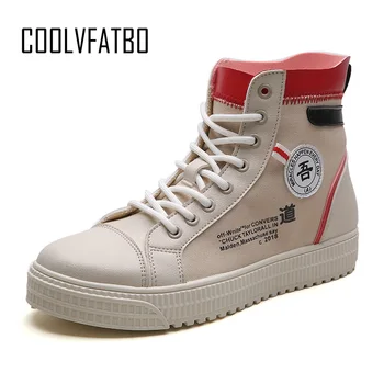 

COOLVFATBO Men's Vulcanize Shoes Men Spring Autumn Top Fashion Sneakers Lace-up High Style Solid Colors Man Shoes