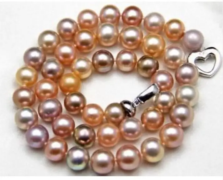 Charming 18&quot10-11mm Natural gold pink multicolor pearl necklace | Украшения и аксессуары