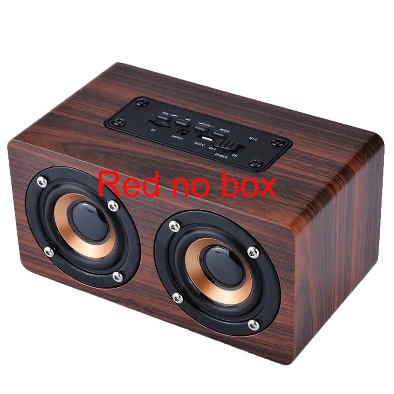 Red no box Деревянный беспроводной Bluetooth динамик Портативный hifi шок бас Altavoz TF caixa де сом Саундбар для iPhone Sumsung Xiaomi - Цвет: Red no box