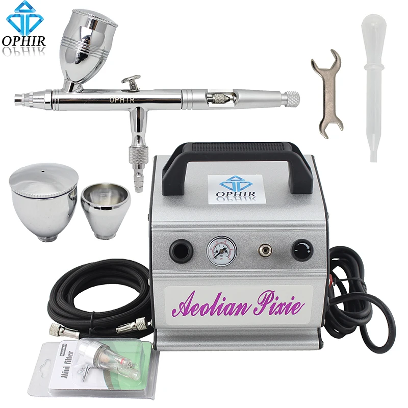 OPHIR Dual Action Airbrush Gravity Paint Gun Kit 110V,220V Air Compressor for Body Paint Nail Art Cake Decoration Tool_AC088+006 OPHIR Dual Action Airbrush Gravity Paint Gun Kit 110V,220V Air Compressor for Body Paint Nail Art Cake Decoration Tool_AC088+006