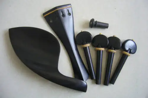 

5 set of ebony wood viola parts, chinrest, tailpiece, pegs, endpin
